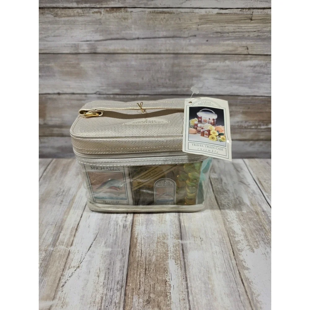 Sarah Michaels Travel Case Gardenia Seashore Bath Body Gift Set Gold Bag READ